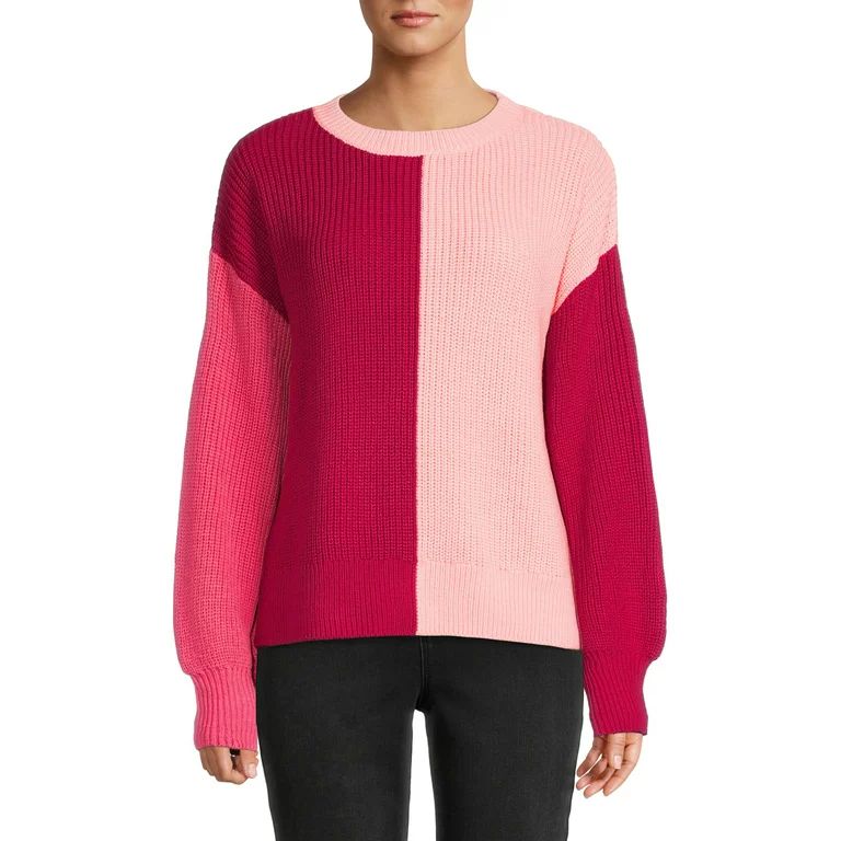 Heart N Crush Women's Split Colorblocked Sweater | Walmart (US)