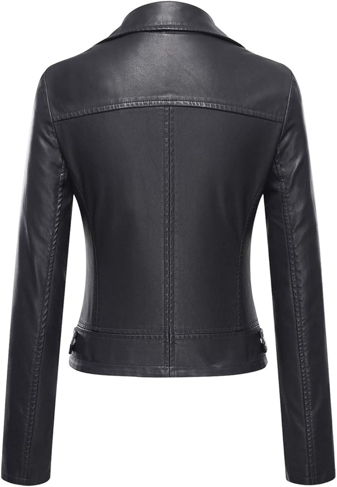 Tanming Women's Faux Leather Moto Biker Short Coat Jacket | Amazon (US)
