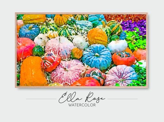 Samsung Frame TV Art  Colorful Pumpkins Landscape  Frame TV - Etsy | Etsy (US)