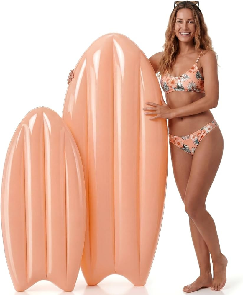 Inflatable Surfboard Decorations, Macaron Color Pool Floats, Blow-up Pastel Surfboard for Hawaiia... | Amazon (US)