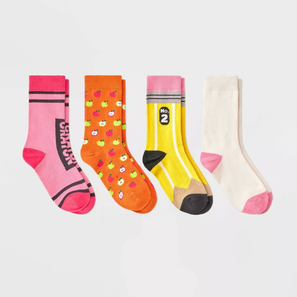 Girls' 4pk 'Pencil' Crew Socks - Cat & Jack™ Yellow | Target