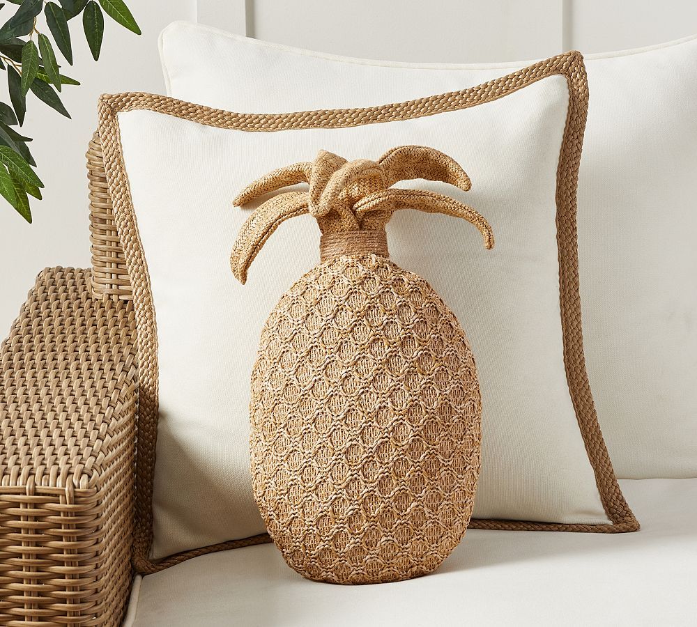 Natural Fiber Pineapple Shaped Pillow | Pottery Barn (US)