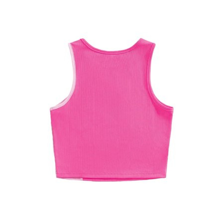 Women s Ribbed Knit Color Block Tank Top Pink L | Walmart (US)