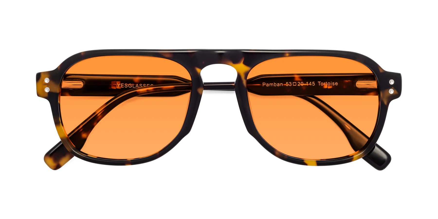 Tortoise Retro-Vintage Grandpa Aviator Tinted Sunglasses with Orange Sunwear Lenses - Pamban | Yesglasses