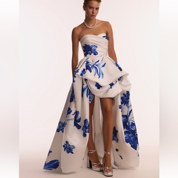 MillaNova Strapless Dress with Blue Floral Design | Poshmark