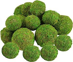 18 Pack Decorative Faux Dried Moss Balls- 6pcs 3.1" Artificial Green Plant Mossy Globes+ 12pcs 2.... | Amazon (US)