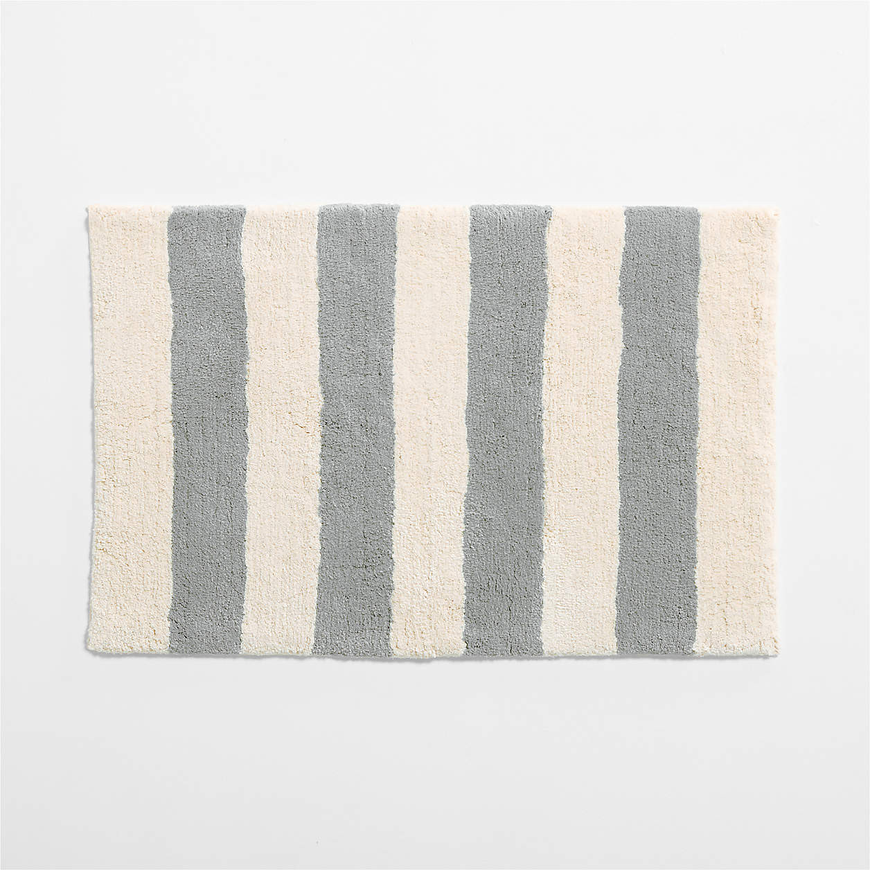 Turkish 100% Organic Cotton Breton Stripe Mist Blue Kids Bath Mat | Crate & Kids | Crate & Barrel