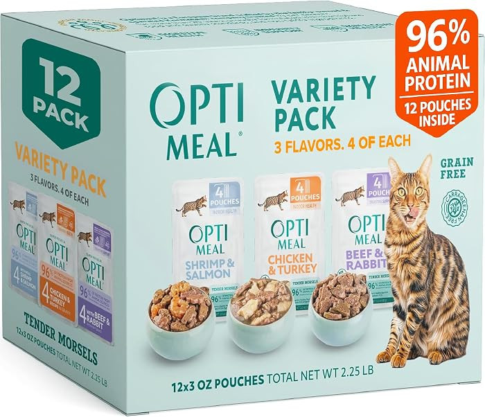 Optimeal Wet Cat Food Variety Pack - Grain Free Tender Morsels, High Protein Premium Nutrition Ma... | Amazon (US)