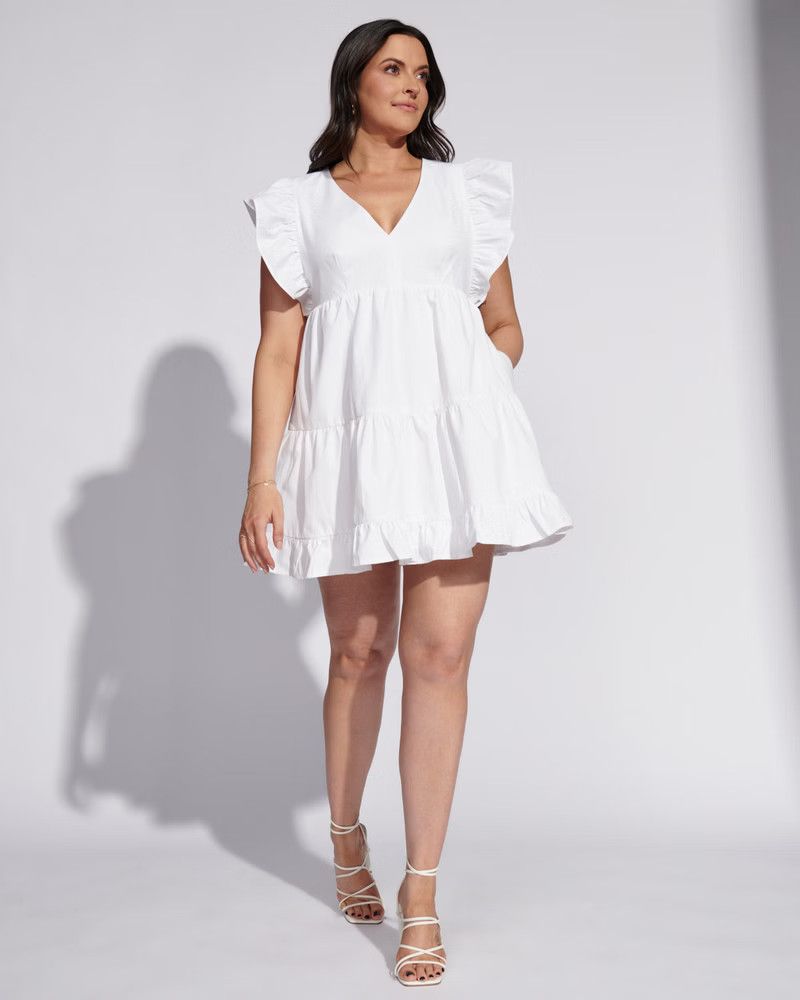 Flutter Sleeve Tiered Mini Dress | Abercrombie & Fitch (UK)