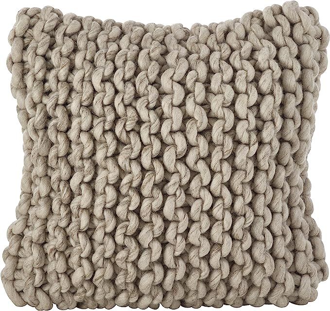 SARO LIFESTYLE Maglia Collection Chunky Cable Knit Design Throw Pillow Cover, 18", Fog | Amazon (US)