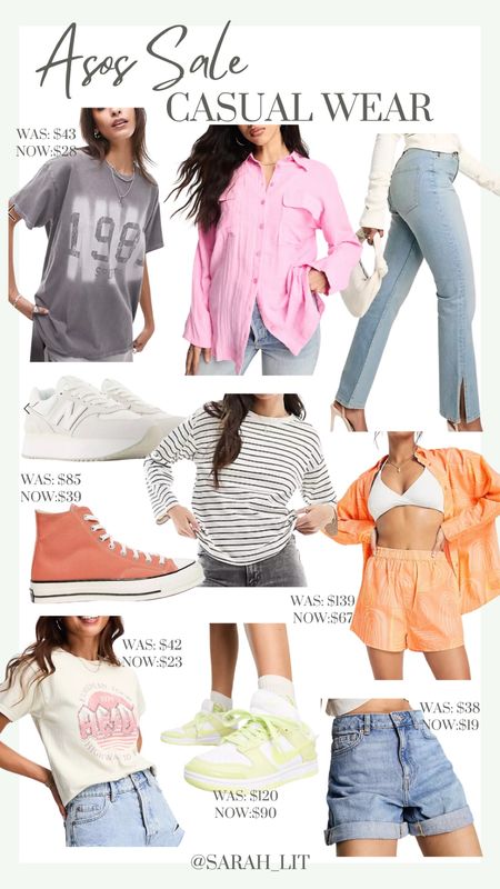 ASOS sale up to 65% off! Casual spring and summer wear. denim shorts, sets, graphic tees and swimsuit coverups. Lots of cute sneakers on sale: New balance, Nike, Converse, Reebok.

#LTKSeasonal #LTKU #LTKsalealert