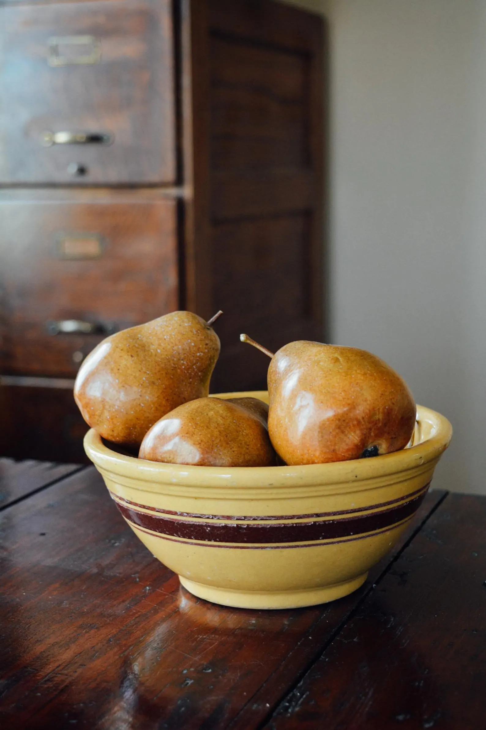 8.5 Inch National Yellow Ware Bowl, Brown Stripes Yellowware Mixing Bowl, Stoneware Pottery, Mode... | Etsy (US)
