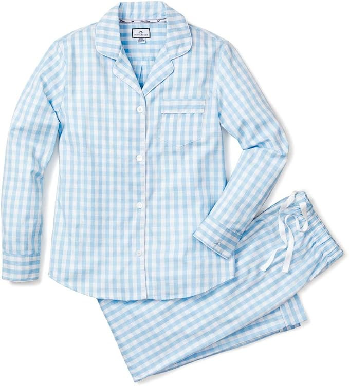 Petite Plume Adult Light Blue Gingham Pajama Set | Amazon (US)