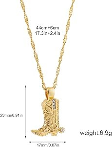 JczR.Y Cowboy Boots Necklace 18K Gold Western Cowboy Necklaces for Women Men Stainless Steel Cowg... | Amazon (US)