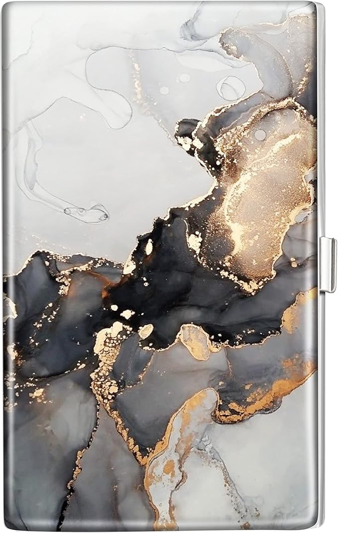 Swooflia Business Card Holder Case Wallet for Men Women Metal Black Grey Marble Slim Pocket Purse... | Amazon (US)