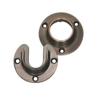 Lido Designs 1-5/16 in. Copper Oil-Rubbed Bronze Heavy-Duty Closet Rod Flange Set of Pair LB-07-5... | The Home Depot