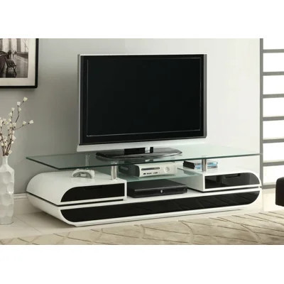 63.4"W Contemporary 63" TV Console, Black/White | Wayfair North America