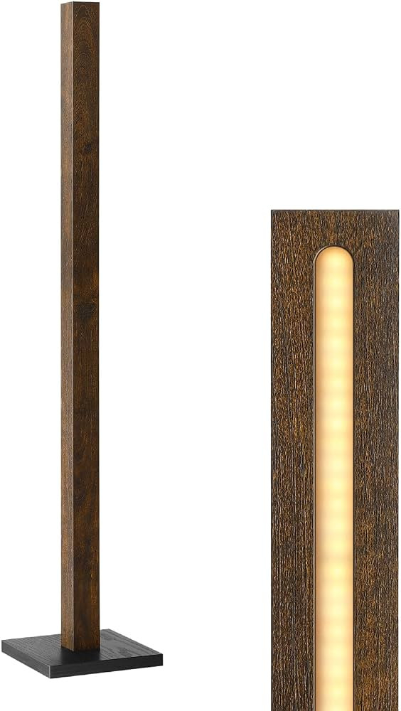 EDISHINE Modern Wood Corner Floor Lamp, Sleek Dimmable LED Atmosphere Lamp, Minimalist Standing M... | Amazon (US)