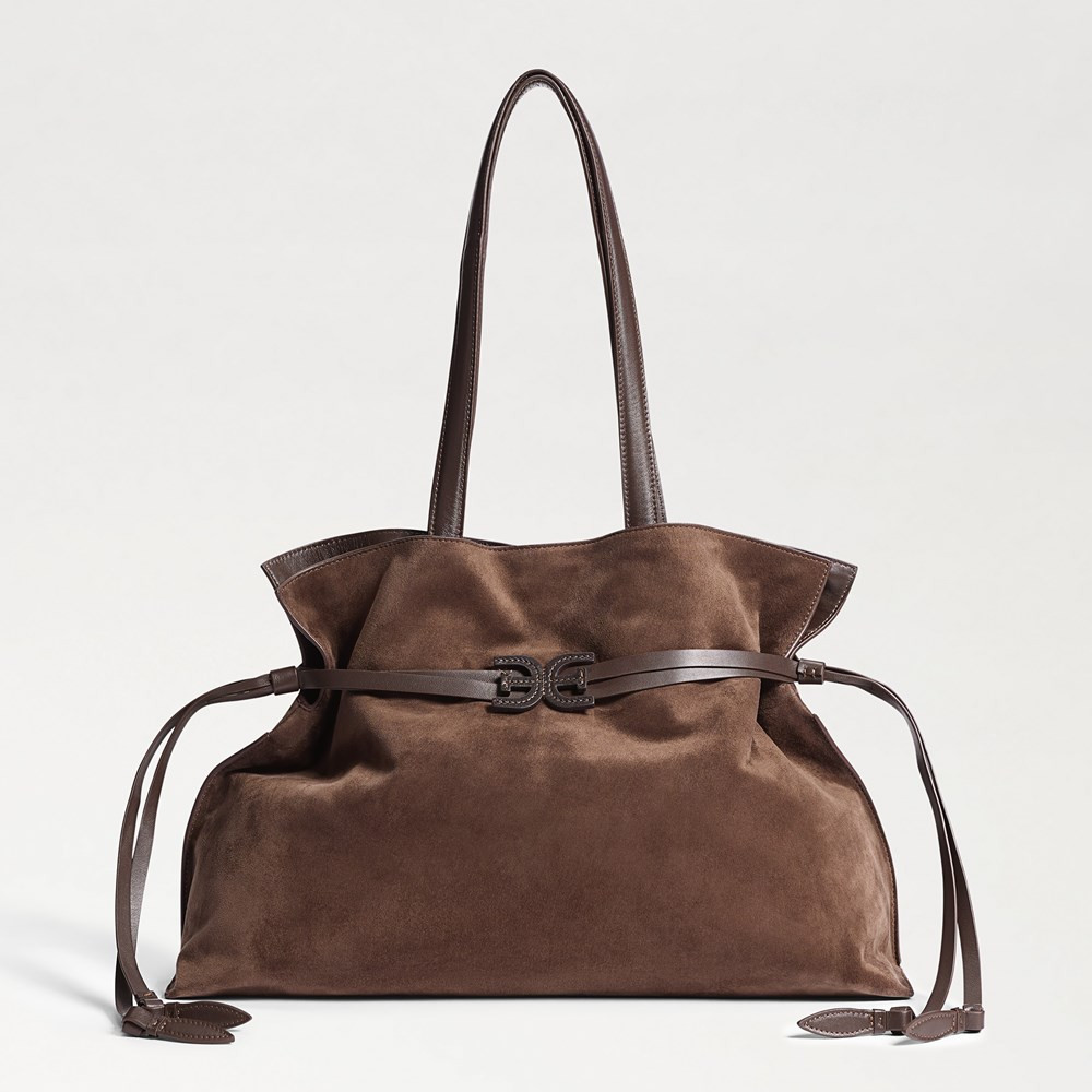 Poppy Large Drawstring Tote Suede | Sam Edelman