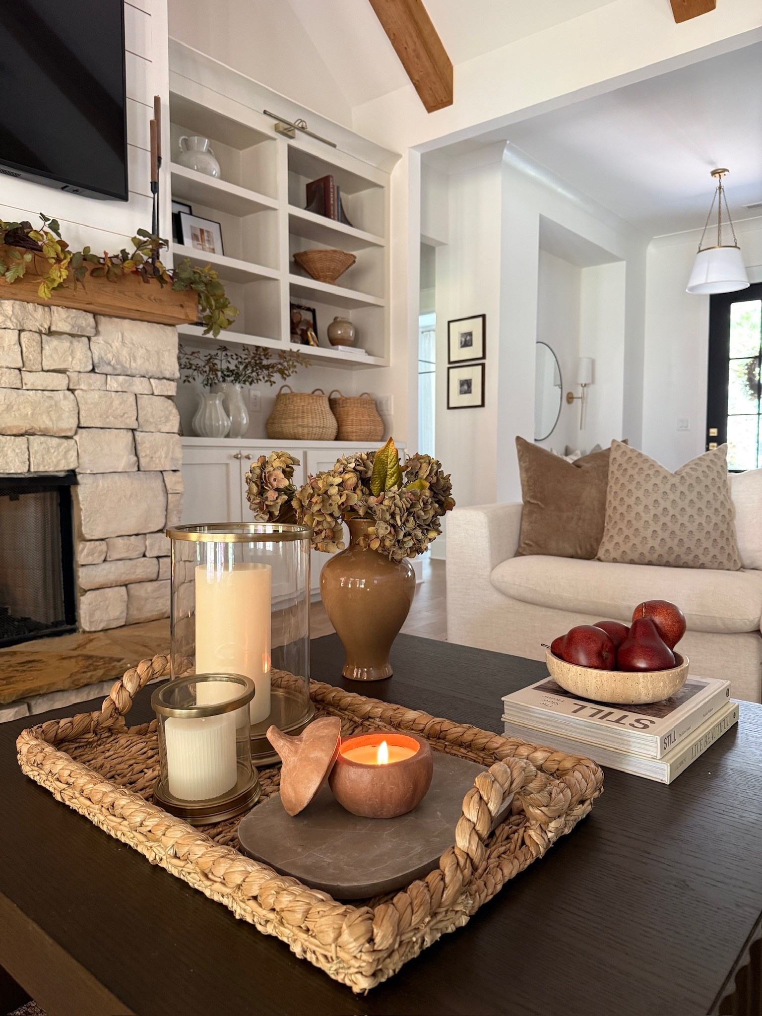 All of the fall decor touches make me so happy!! Our coffee table may be a top favorite this year for me, love the mix of brass and warm woven elements 🥰

#LTKSeasonal #LTKHome #LTKFindsUnder50