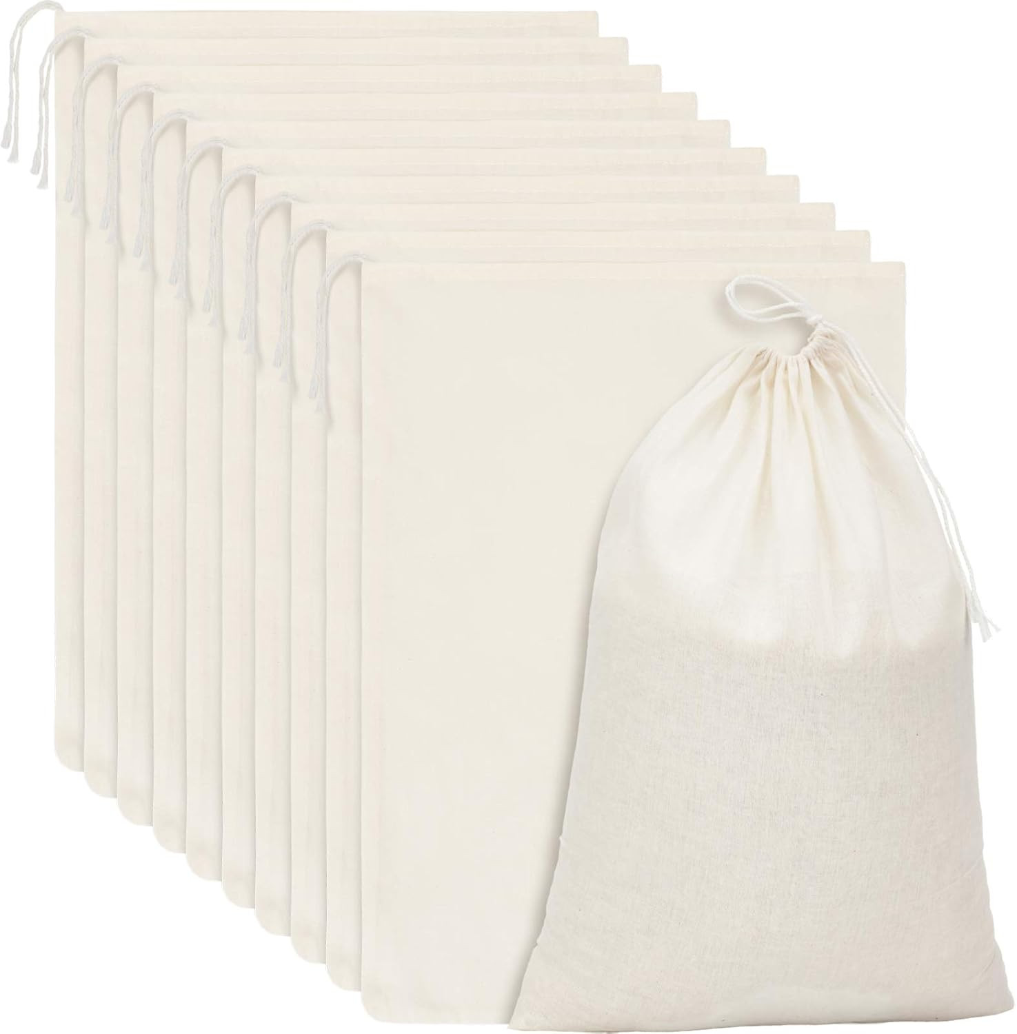 15 Packs Muslin Bags with Drawstring Canvas Large Storage Cloth Bags Bulk Cotton Reusable Grocery... | Amazon (US)