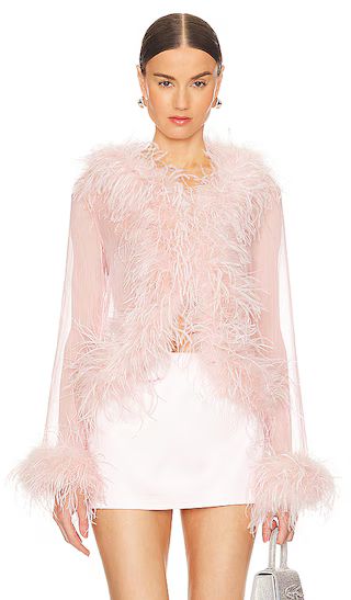 Gigi Feather Blouse in Blush | Revolve Clothing (Global)