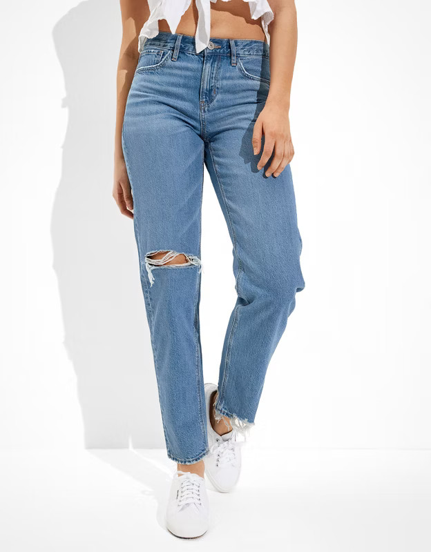AE x The Jeans Redesign Ripped '90s Straight Jean | American Eagle Outfitters (US & CA)