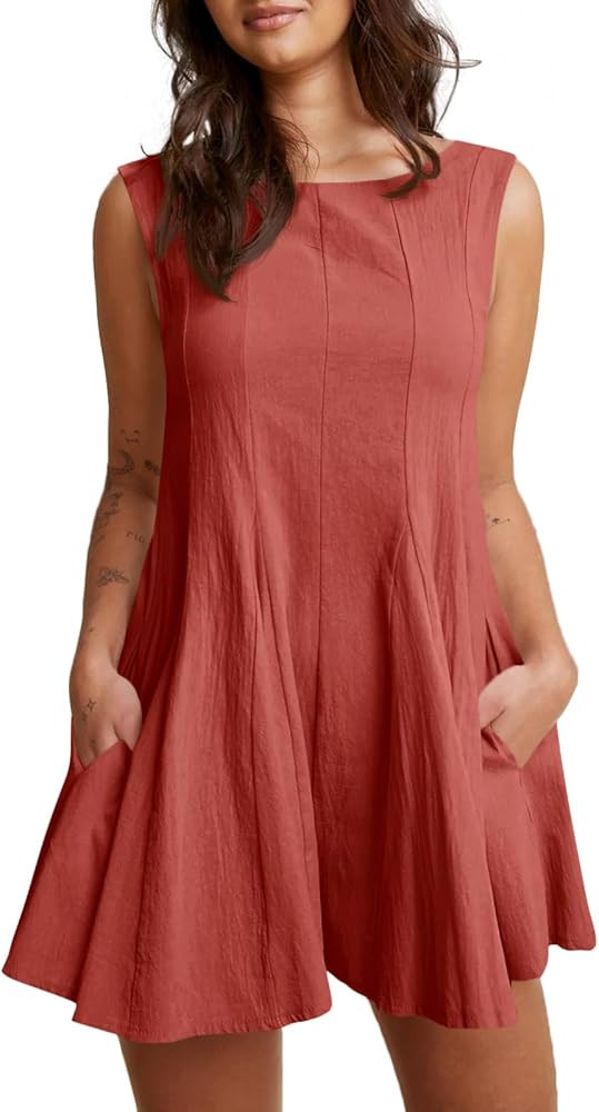 Cicy Bell Womens Summer Backless Rompers Dresses Babydoll Sleeveless Flowy Short Jumpsuit Casual ... | Amazon (US)