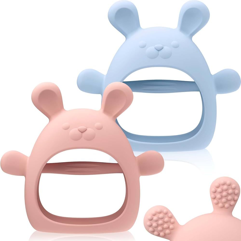 Baby Teething Toys Silicone 2 Pack Teethers Pacifier for Babies Over 3 Months Anti Dropping Wrist... | Amazon (US)