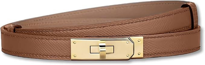 LumiSyne Women Skinny Leather Belt Classic Solid Color Alloy Turn Lock Ladies Adjustable Leather ... | Amazon (UK)