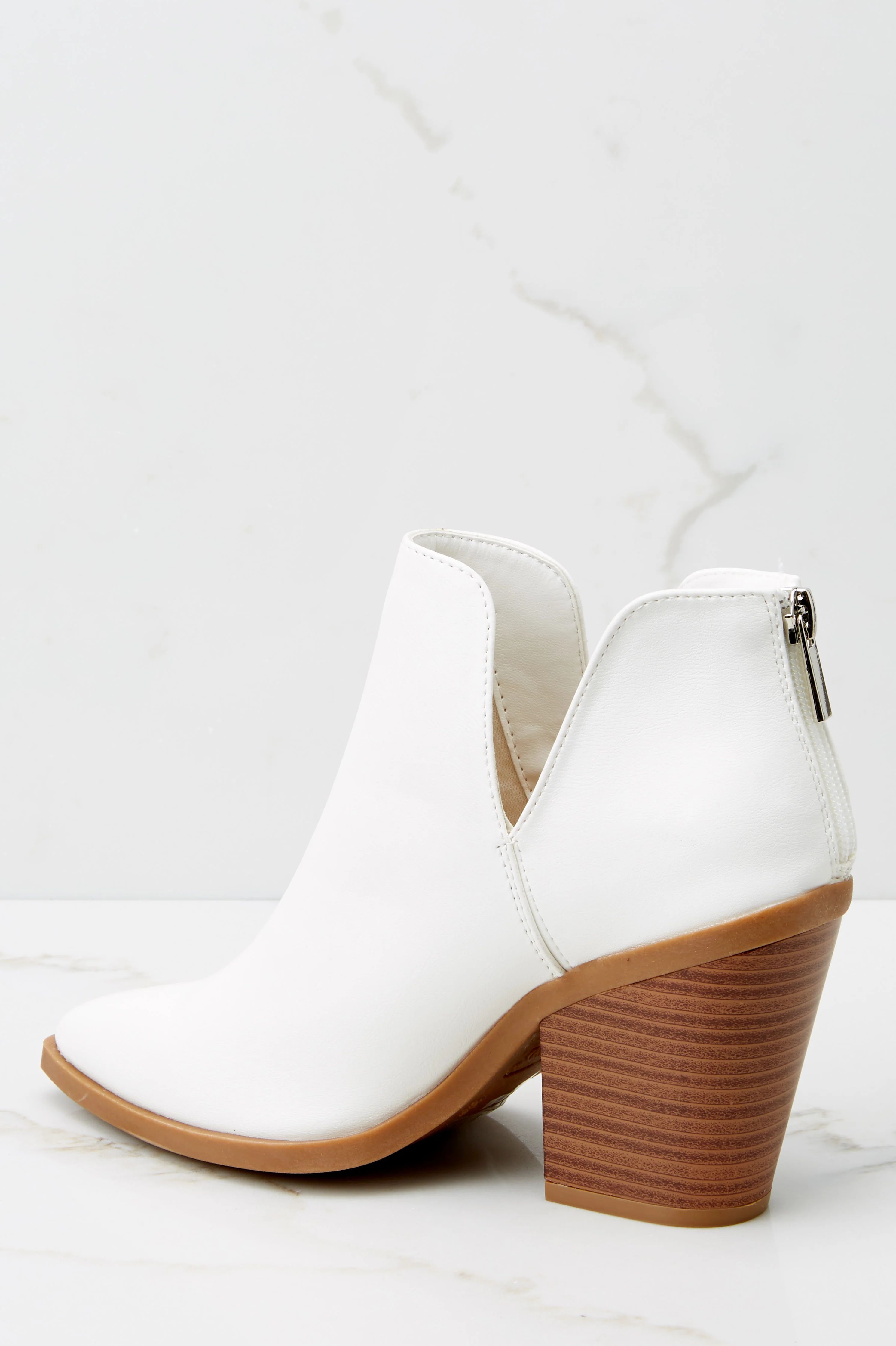 Autumn Steps White Ankle Booties | Red Dress 