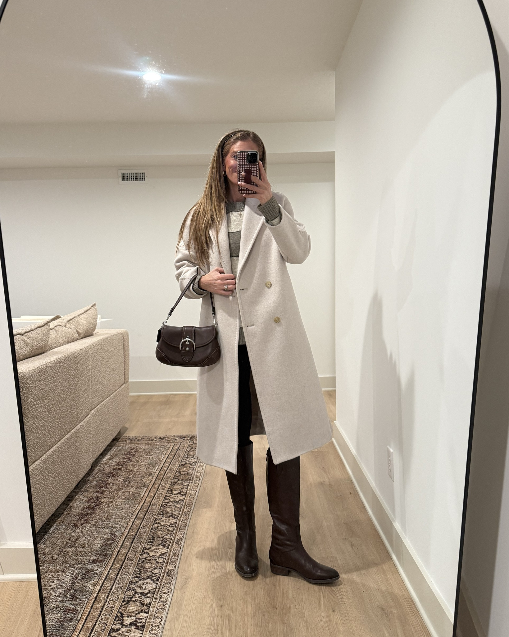 What I wore to church today 
Size medium in coat to layer thick sweaters under
Small in maternity leggings
Medium tall in sweater
Boots run tts 

#LTKBump #LTKTall #LTKootd