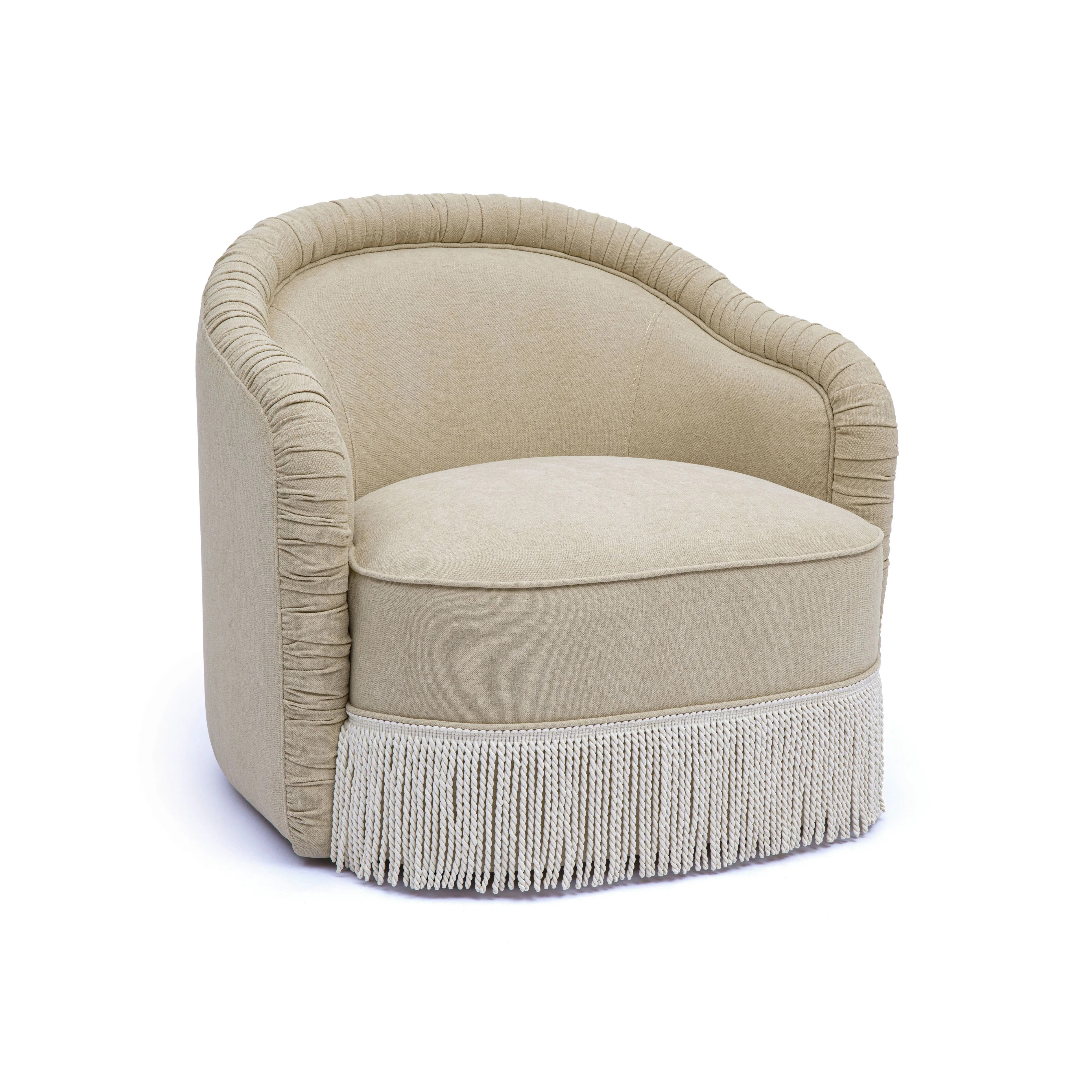Pamela Tan Performance Chenille Tasseled Lounge Accent Chair | TOV Furniture