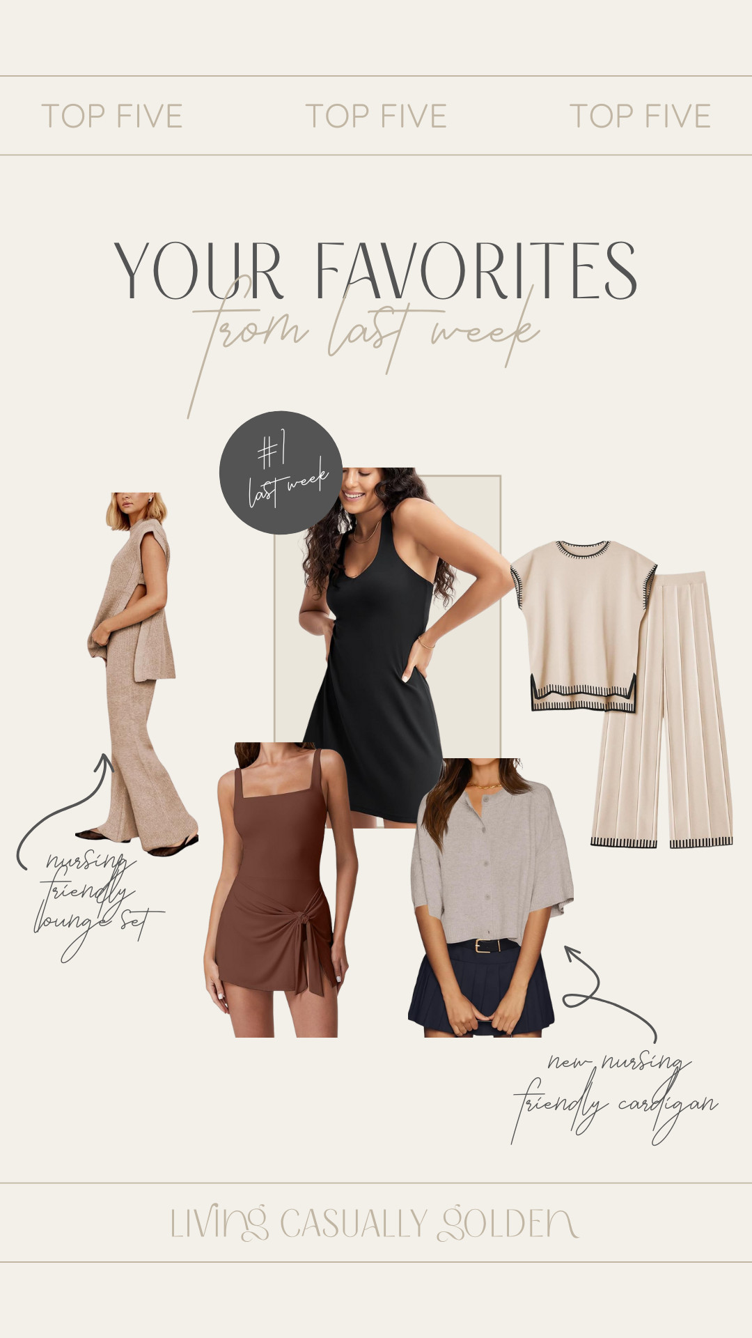 Last weeks favorites! Wore this tennis dress a ton while pregnant because the bike shorts are detached!! Size M in the dress, both two piece sets, and swim dress. Size S in the short sleeve cardigan. 

 #LTKSeasonal #LTKStyleTip #LTKSwim