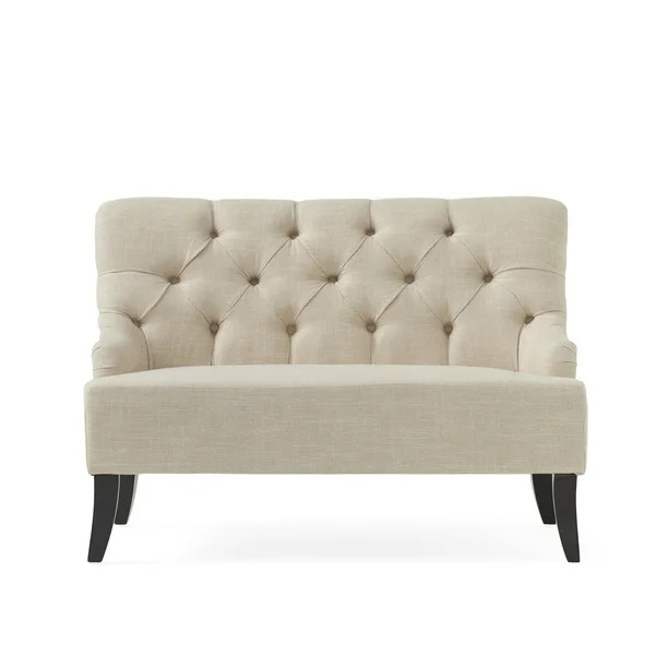 Noble House Natalie 44" Tufted Fabric Settee, Light Beige - Walmart.com | Walmart (US)