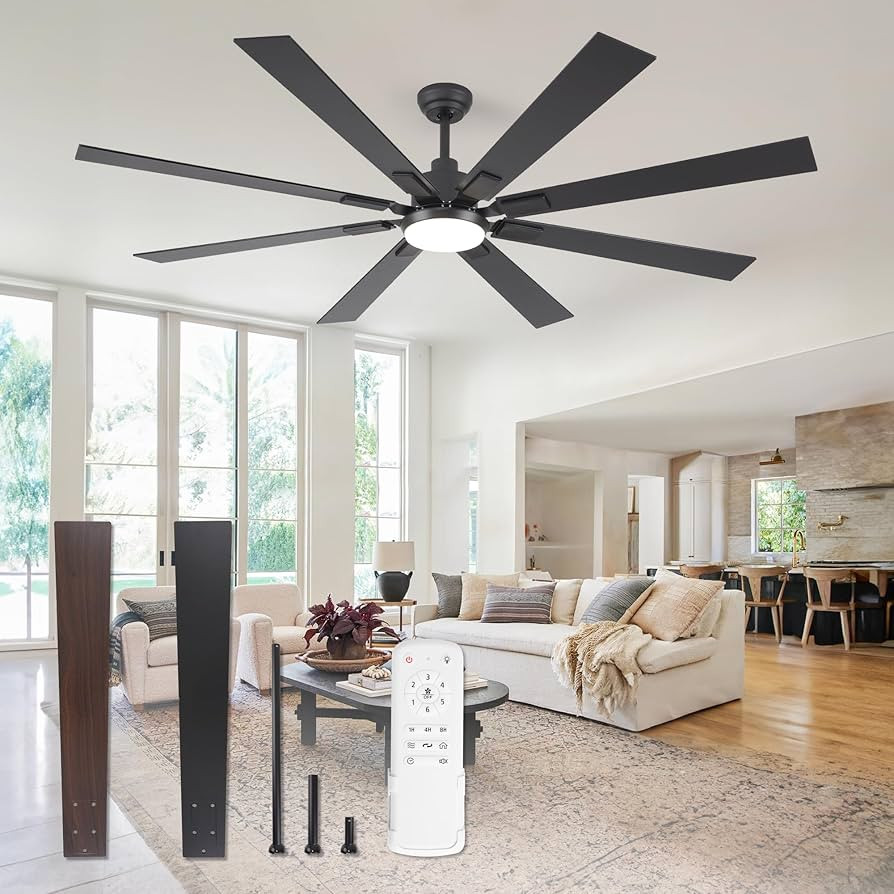 ZMISHIBO 72 inch Large Ceiling Fans with Lights and Remote, Indoor/Outdoor Black Modern Ceiling F... | Amazon (US)
