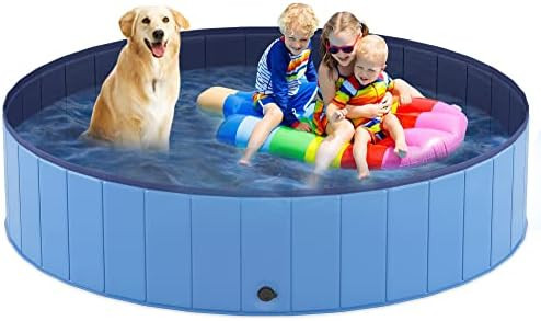 Heeyoo 63" Foldable Dog Pool for Large Dogs, Portable Hard Plastic PVC Pet Bathing Tub, Outdoor C... | Amazon (US)
