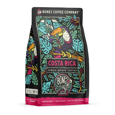 Bones Coffee Company Costa Rica Whole Coffee Bean Single-Origin 12 oz Medium Roast (Whole Bean) | Target