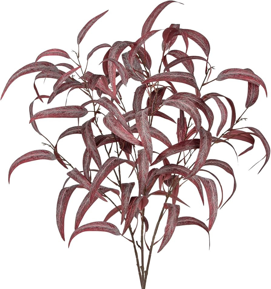 Faux Eucalyptus Stems Willow Eucalyptus Leaves 34” Long Fake Salix Leaves 3 Pcs Artificial Gree... | Amazon (US)