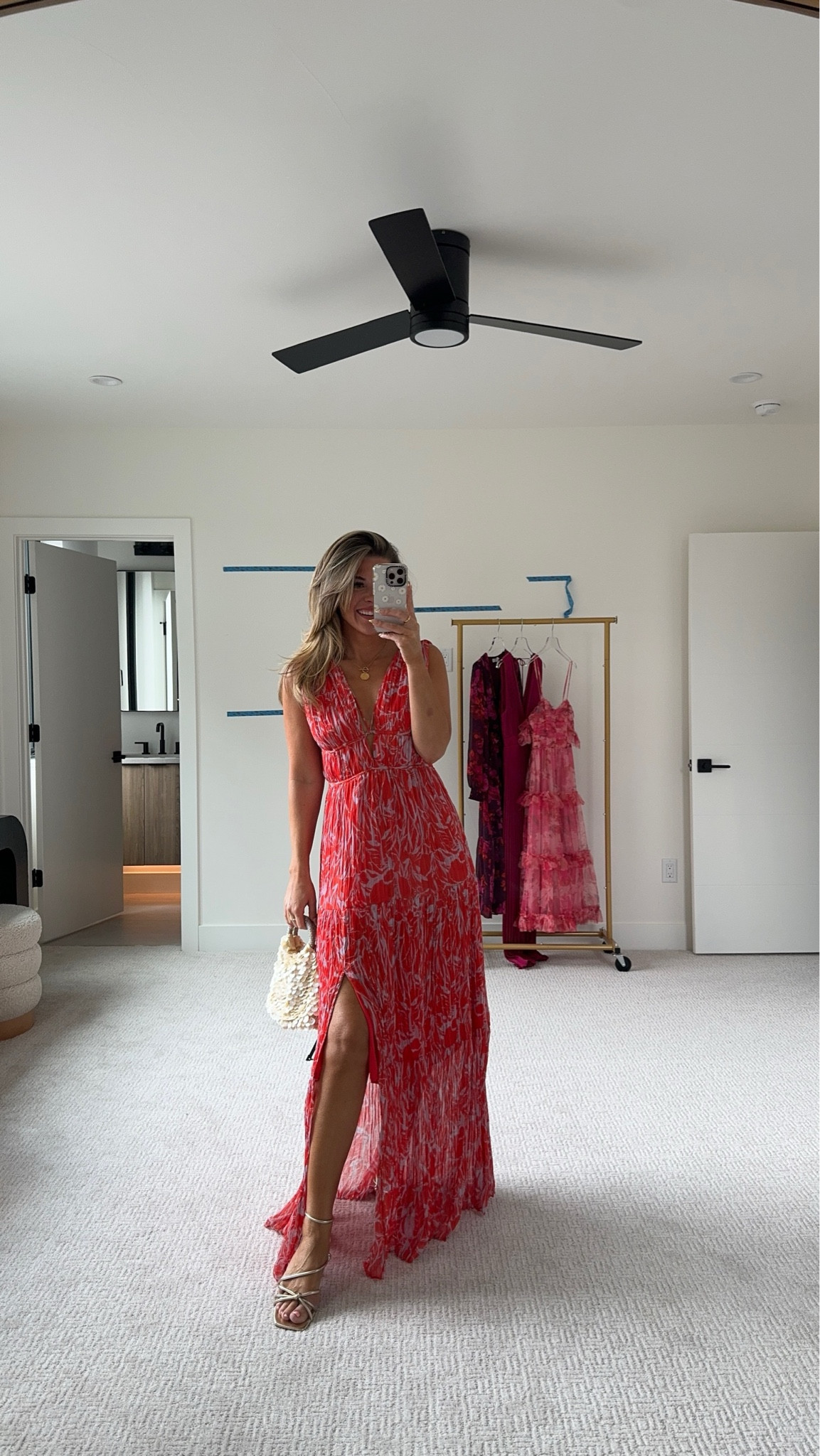 open lace back dress Peach Off Shoulder Pleated Maxi Dress main image 1