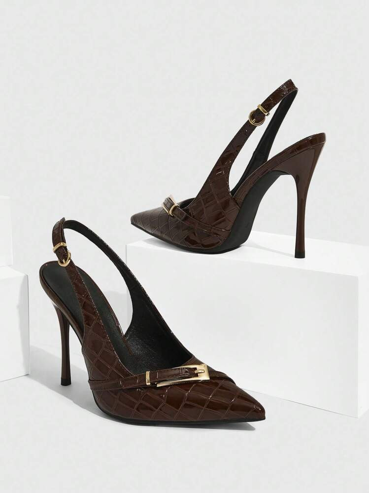 CUCCOO SZL Women's Back Strap Butterfly Decor Lolli Goth Style High Heel Pumps, Work Office Burgundy Shoes | SHEIN