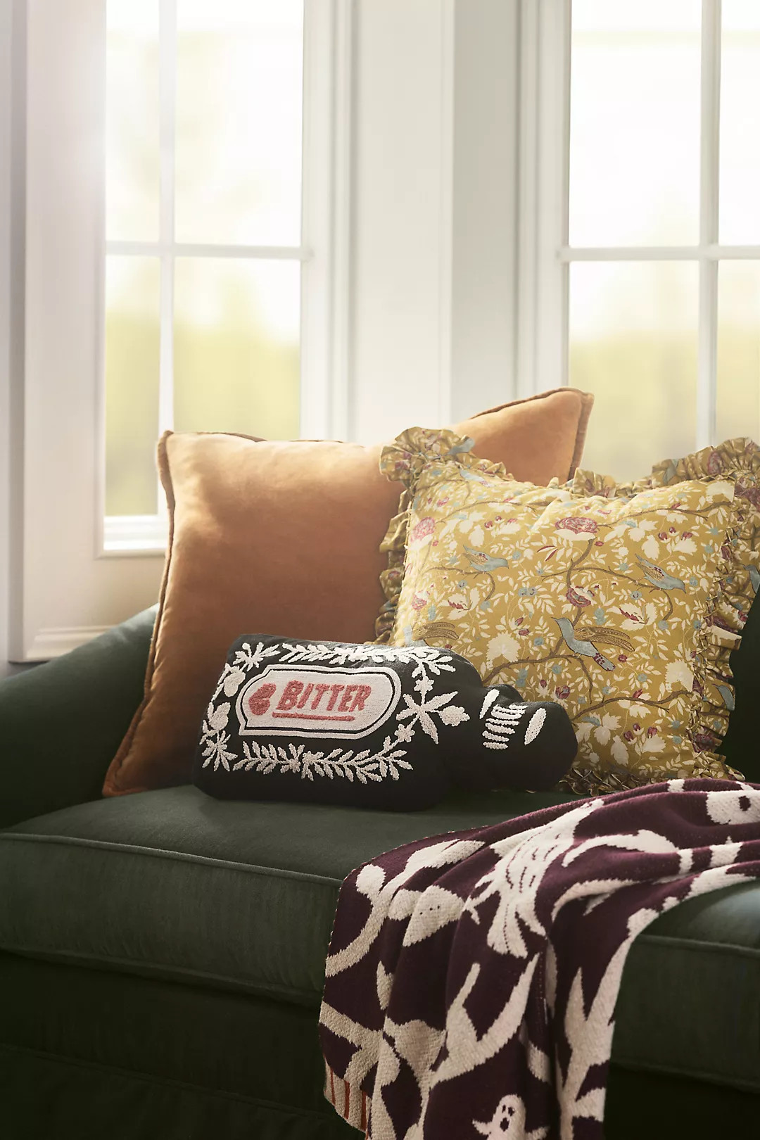 Halloween Icon Embroidered Indoor/Outdoor Pillows | Anthropologie (US)