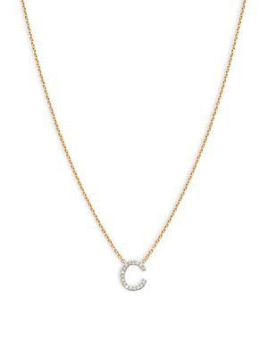 Effy ENY 14K Goldplated Sterling Silver &amp; 0.14 TCW Diamond Initial Pendant Necklace on SALE |... | Saks Fifth Avenue OFF 5TH