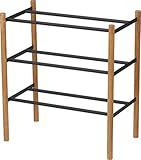 YAMAZAKI home Plain Expandable 3-Tierd Shoe Rack Black, | Amazon (US)