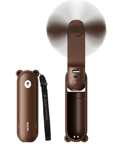 JISULIFE 3 IN 1 Handheld Mini Fan - Portable Fan & Power Bank & Flashlight, 19H Max Cooling, USB Rechargeable, Pocket-Sized for Travel, Cruise, Concerts, Makeup, 2026 Summer Gifts for Women(Brown) | Amazon (US)