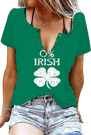 St Patricks Day Outfits Shirts Women V Neck St Pattys Day Tee Tops Funny Green Shirts for Teen Gi... | Amazon (US)