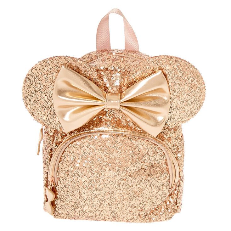Disney's® Minnie Mouse Sequin Midi Backpack - Rose Gold | Claire's (US)