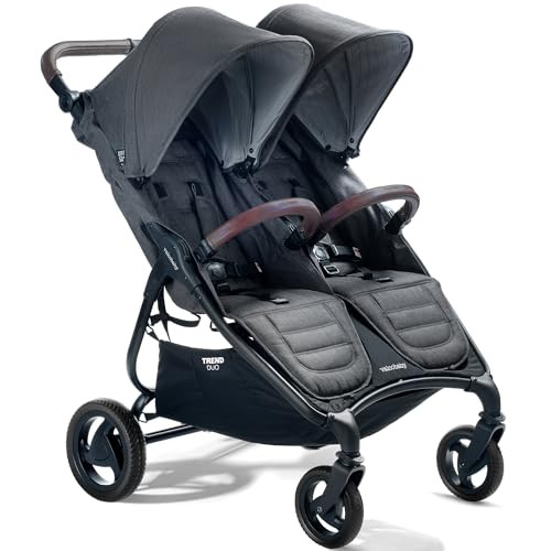 Valco Baby - Trend Duo Side by Side Double Stroller - Side by Side Double Stroller for Newborn and Toddler - Easy Compact Fold, Multi-Position Recline, Large Canopy Infant Twin Stroller (Charcoal) | Amazon (US)