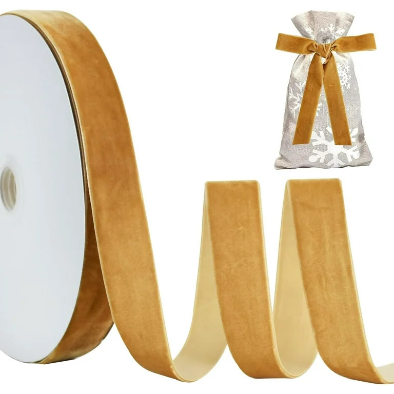 NANAHuang Khaki Gold Velvet Ribbon 3/8 Inch x 25yds, Vintage Velvet Ribbons, for Wreath Decoratio... | Walmart (US)