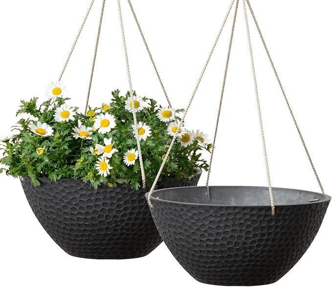 LA Jolie Muse Hanging Planters for Outdoor Plants, Large Hanging Planter with Drain Holes, Outdoo... | Amazon (US)